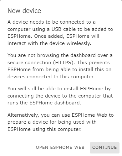 ESPHome add new device